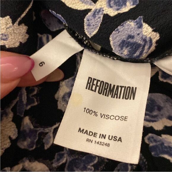 Reformation Navy Floral Mini Dress, US6 - Picture 9 of 9